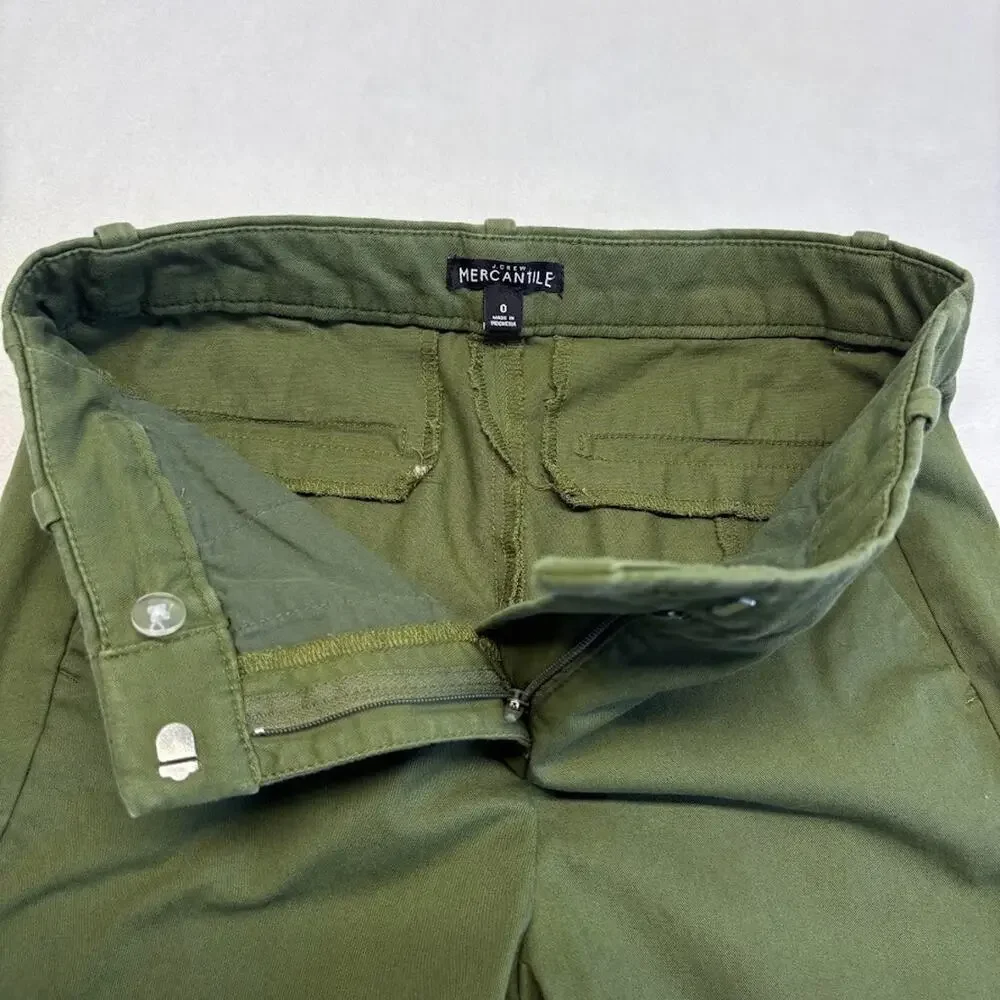 J. Crew Pants Effortless Slim Crop Deep Moss Olive Green Chino Pants Size 0